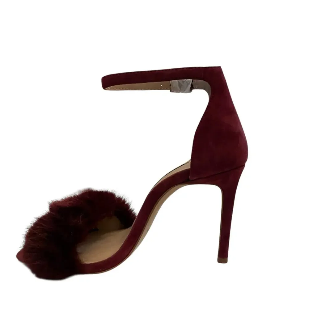 NEW Charles David Suede Faux Fur Empoli High Heel Women's 6.5M Maroon